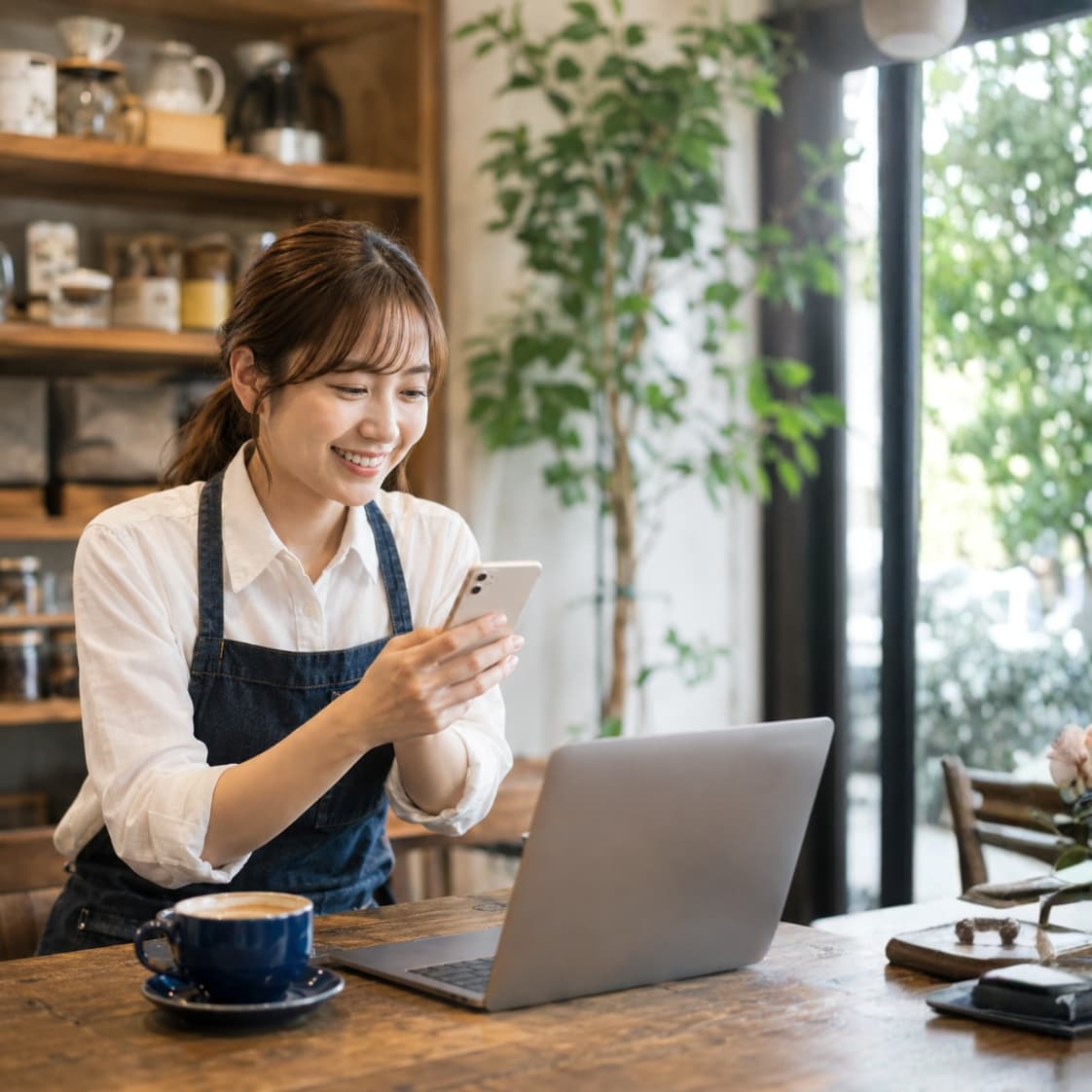 Googleマップ集客の改善に取り組む店舗スタッフ